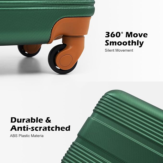 LONG VACATION 6 Piece ABS+PC Hardshell Luggage Set with Spinner Wheels, Lightweight suitcase set with TSA Lock & YKK Zipper