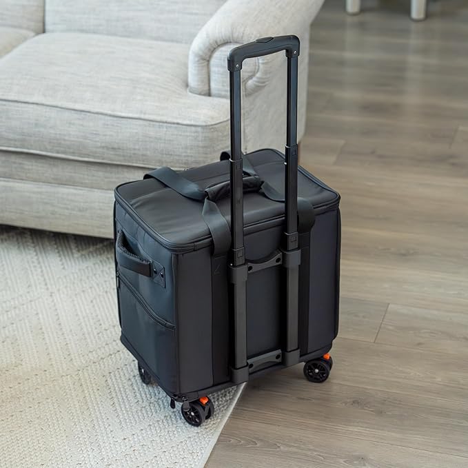 3-in-1 Wine Tote - Rolling Suitcase and Insulated Cooler Bag with Removable Dividers for 12 Bottles