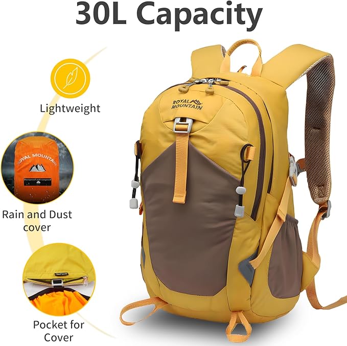 Hiking Backpack 30L Foldable Travel Daypack For Women Men,Camping Daypack Backpacks Lightweight,Durable Hiking Backpack Fit For Hiking,Daily Commuting,Short Trips.(With Rain-cover)