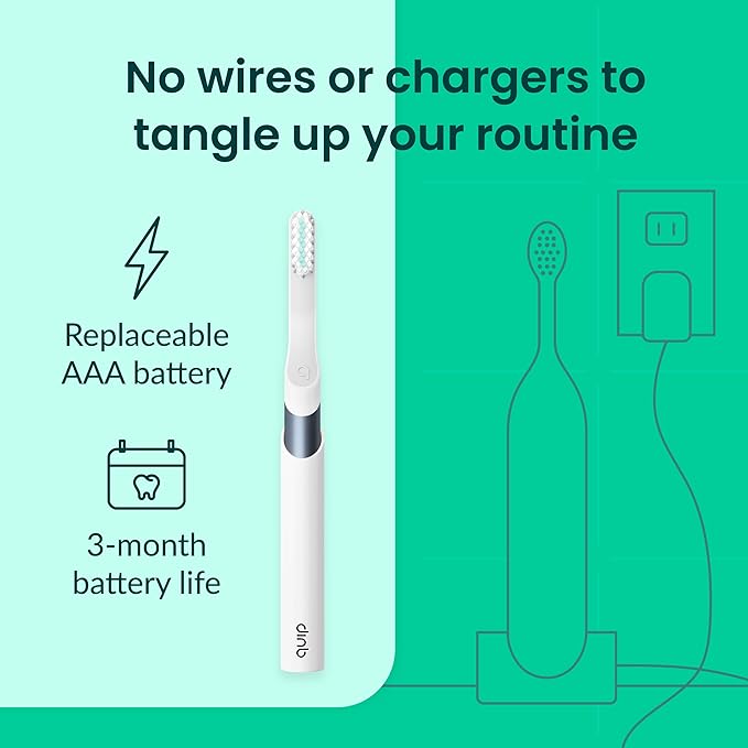 Quip Metal Sonic Toothbrush, Electric Toothbrush for Adults –Time Travel & Soft Bristles with Travel Case & Replaceable Brush Head -3-Month Battery Life - Twilight Faded Blue