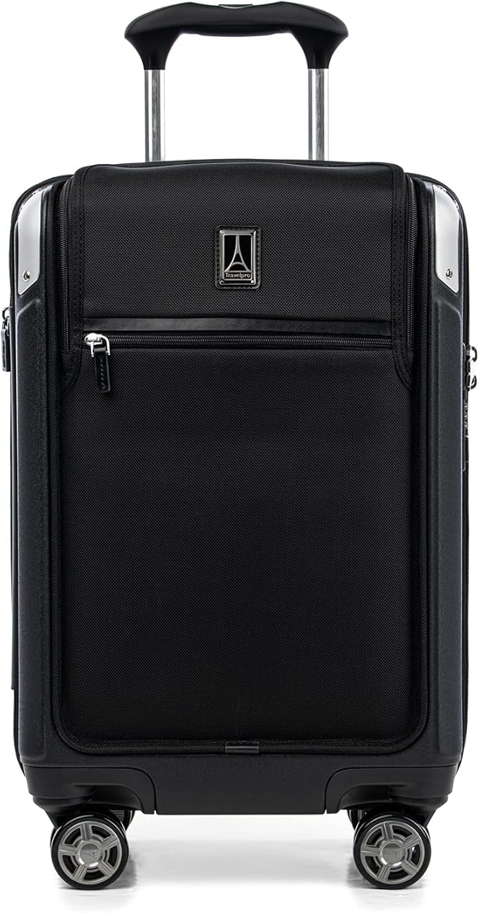 Travelpro Platinum Elite Hardside Expandable Carry on Luggage, 8 Wheel Spinner, TSA Lock, Hard Shell Polycarbonate Suitcase, Shadow Black, Compact Carry on Laptop Pocket 20-Inch
