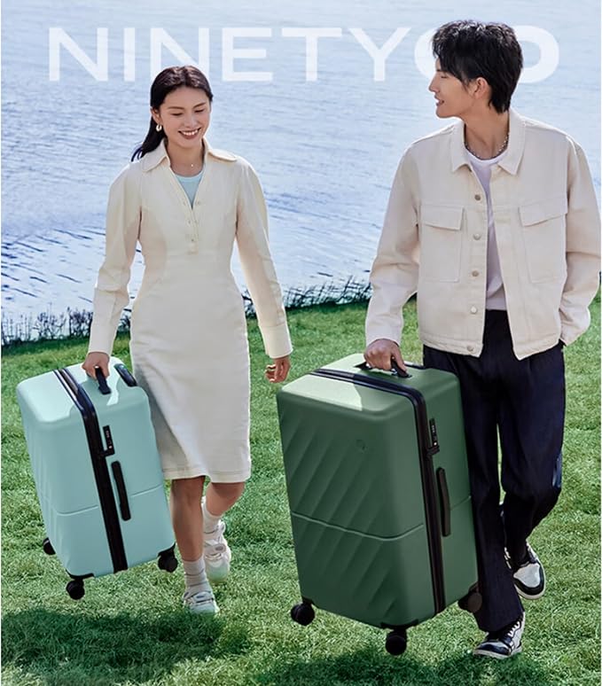 Trunk Luggage 26 Inch, Medium Checked Luggage with Double Spinner Wheels, Anti-Burst Zipper, Hard Case PC Suitcase, Lightweight Travel Luggage, TSA Approved (Seaweed Green, Hudson)