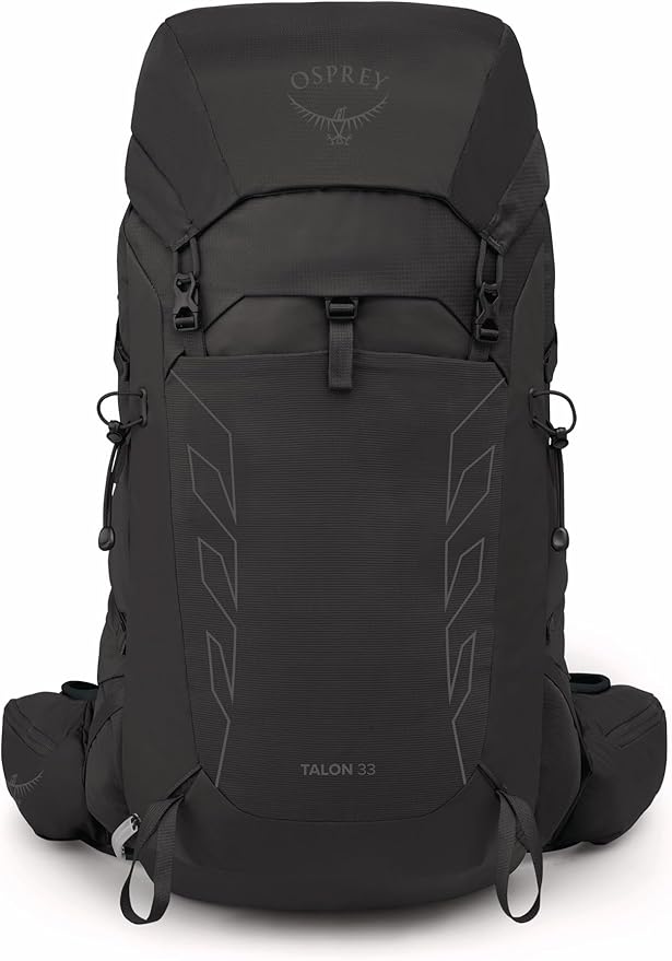 Osprey Talon 33L Men's Lightweight Hiking Backpack with Hipbelt, Black/Coal Grey, Extended Fit