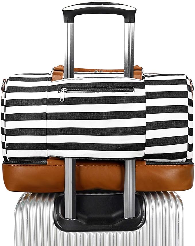 Newshows Women Weekender Bag Canvas Travel Duffel Bag Overnight Carry On Tote with Luggage Sleeve