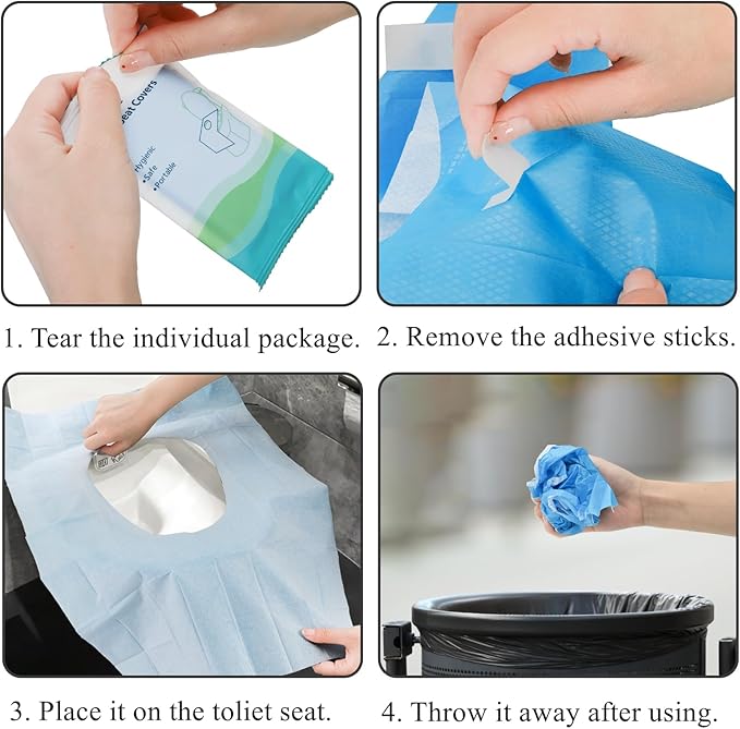 Tebery 100 Pack Toilet Seat Covers Disposable, Individually Wrapped Travel Toilet Cover, Extra Large Potty Seat Liners Portable, Waterproof Potty Training Shield for Public Restroom, Trip, Outdoors