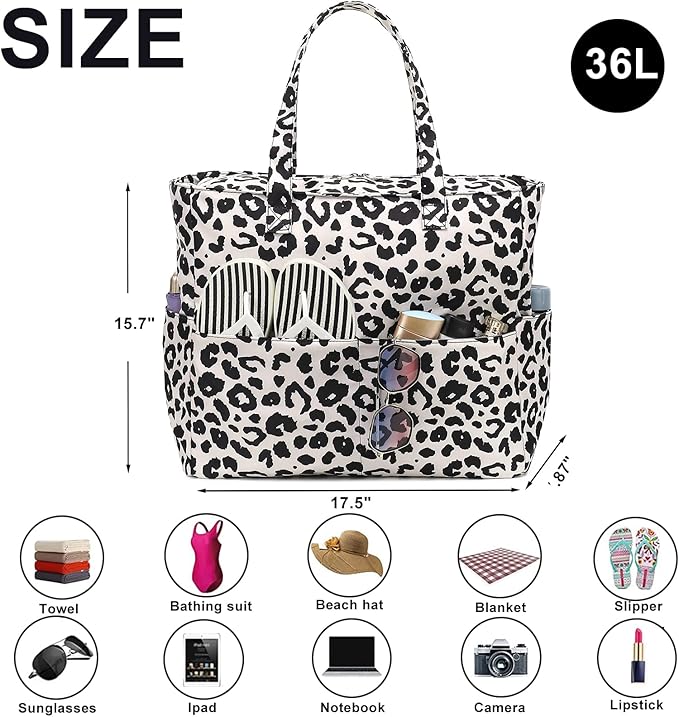 Waterproof Beach Tote Pool Bags for Women Ladies Extra Large Gym Tote Carry On Bag With Wet Compartment for Weekender Travel