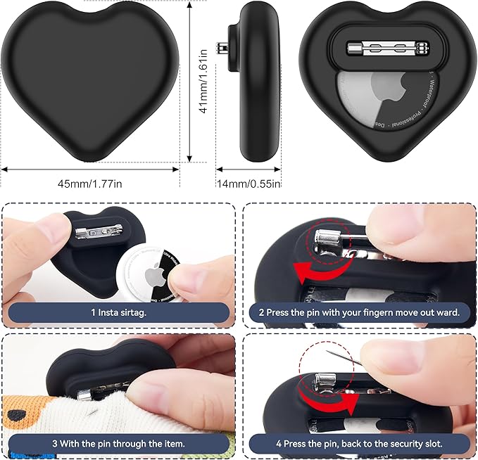 DDJ for AirTag Kids Hidden Case, 4 Pack for Apple Air Tag Tracker Holder for Kids with Invisible Pin, Anti Lost, for Children, Elderly, Shoes, Luggage, Pets Collar (Black White Pink Purple)