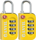 ANVIL TSA Approved Luggage Lock - 4 Digit Combination, 10,000 Combinations, Easy-Read Password Window, Travel Lock for Suitcases, Backpacks, Gym & Student Lockers, Baggage