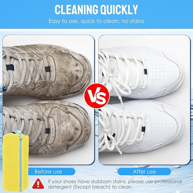 Shoe Cleaning Bag,Shoe Washing Bag For Washing Machine,Laundry Bag For Shoes,Fluffy Fibers 360° Wrap-Around Cleaning Reusable Washer Shoe Bag Ensure Deep Cleaning of The Shoes(Brown 2 pcs)