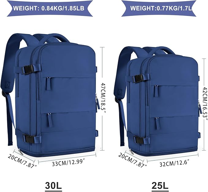 coowoz Large Travel Backpack for Women Men,Carry On Backpack,Hiking Backpack Outdoor Sports Rucksack Casual Daypack Travel Essentials Royal Blue