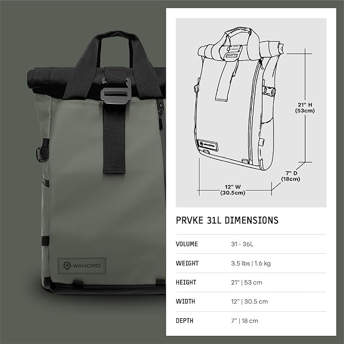 WANDRD PRVKE 31L, V3 Backpack: Weather-Resistant Travel & Camera Backpack with Laptop Sleeve, Quick Side Access, Clamshell Opening – Ideal Photography & Travel Bag