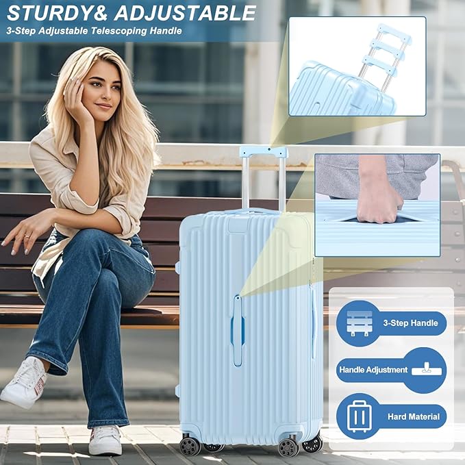 Krute Luggage 28 Inch Suitcase with Wheels PC+ABS Large Hardside Suitcases TSA Lock Checked Luggage