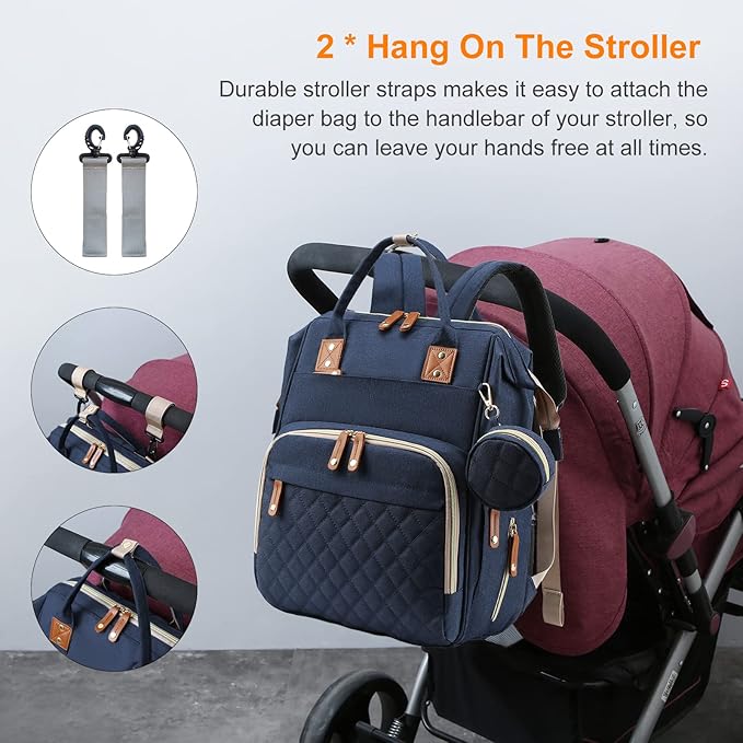Diaper Bag, Backpack with Changing Station, Waterproof Baby Bag for Boys & Girls, USB Charging Port for Parents, Travel Backpack Baby Essentials & Lovely Baby Shower Gifts,Blue
