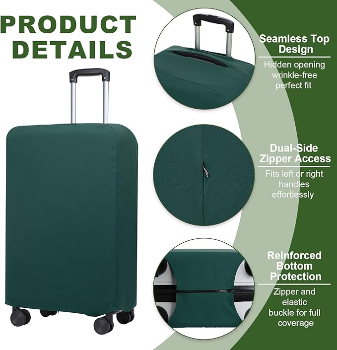 PATIKIL Luggage Cover, Suitcases Covers Elastic Carry on Cover Protector Washable Scratch-Resistant Fits 19-21 Inch Luggage for Travel Business Trips, Dark Green