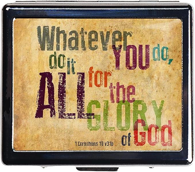 Silver Vintage Pill Box 7 Day Metal Pill Box with Mirror and 8 Compartments Cute Travel Pill Organizer for Purse (Christian Bible Verse)