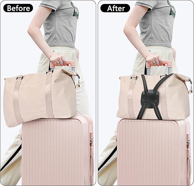 Luggage Bungee Strap - Adjustable Elastic Luggage Straps with Buckle for Attaching Roller Bags, Black Strap for Suitcases Handle Carry On Add Bag, Backpack, Purse, Rolling Bag, Handbag