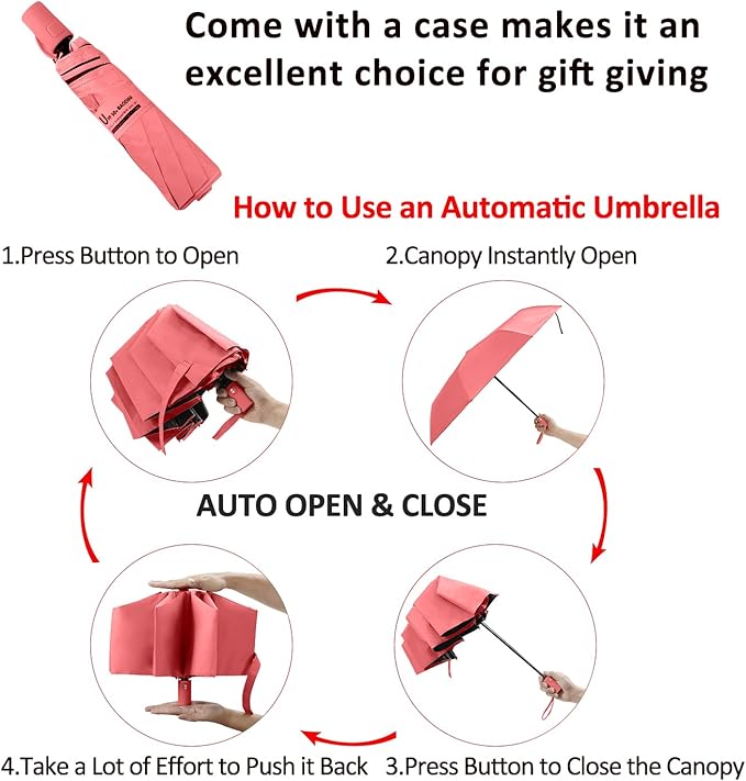 BAODINI Small UV Protection Travel Umbrella Compact for Rain and Sun UPF 50+ 41 inch Portable Umbrella for Women and Men