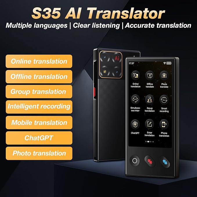 Language Translator Device 2025, AI & ChatGPT & No WiFi Needed, Real-Time Two Way Voice/Photo Translation, 148+ Languages Offline/Online, Portable for Business, Learning & Global Travel