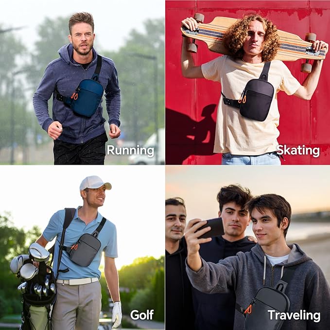 MJNUONE Mini Sling Bag for Men Outdoor Lightweight Small Crossbody Bag Women Casual Daily Bag Waterproof Chest Bag for Travel