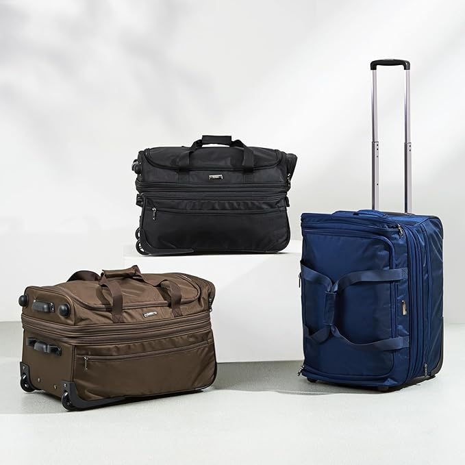 Hanke Large Expandable checked Luggage Suitcases with Wheels Foldable Duffle Bag for Travel suitcase for Women Men Garment Bag（Coffee）