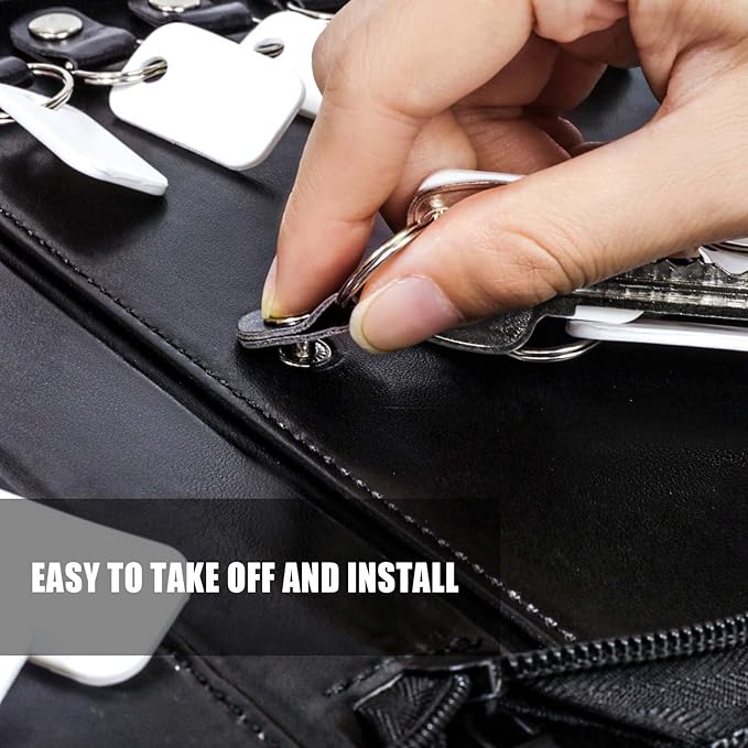 Portable Zippered Key Case, Leather Key Organizer with Handle, 32 Key Capacity, for Real Estate Sales, Hotel Executives, Car Service (Black)