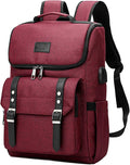 YALUNDISI Vintage Backpack Travel Laptop Backpack with usb Charging Port for Women & Men College Backpack Fits 15.6 Inch Laptop Red