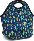 FlowFly Neoprene Lunch Tote Insulated Thermal Reusable Lunch Bag Box for Boys Men with Zipper (Cactus)