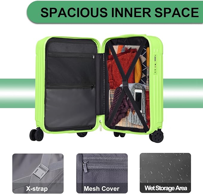 Krute Carry on Luggage 20 inch Suitcases with Spinner Wheels Airline Approved PC+ABS Hard Side Luggages with TSA Lock