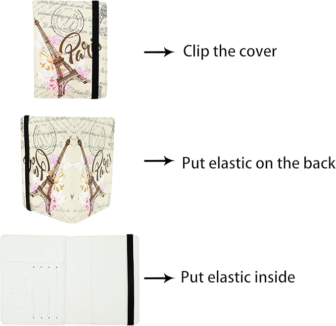 Eiffel Tower Passport Holder for Women and Men PU Leather Passport Cover for Travel
