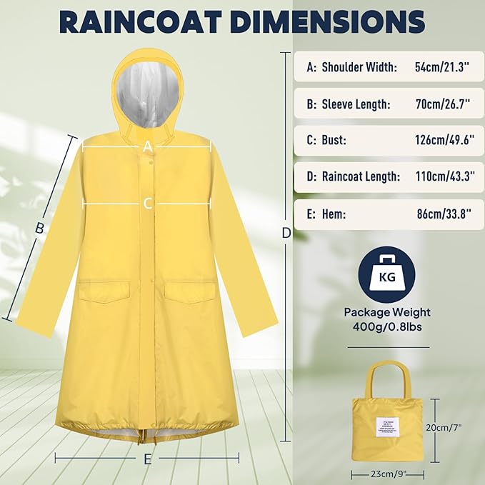 ANYOO Waterproof Rain Poncho Lightweight Reusable Hiking Hooded Coat Jacket for Outdoor Activities