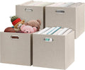 Posprica Collapsible Storage Cubes,11×11×11 Fabric Storage Bins Containers Drawers,4pcs, Beige