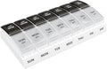 EZY DOSE Weekly (7-Day) Daily AM/PM Pill Case, Medicine Planner, Vitamin Organizer, Supplement Container, Small Pop-out Compartments, Designed for Travel, 2 Times a Day, Black and Clear Lids