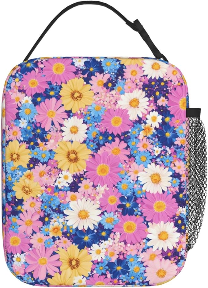 Floral Insulated Lunch Box for Women Men Floral Lunch Bag for Travel,or Fishing Polyester