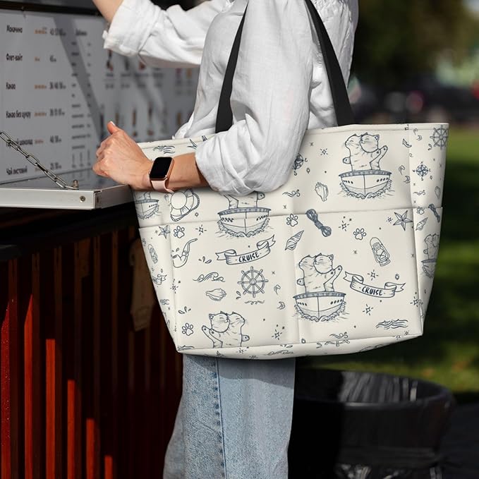 Beach Bag for Women Beach Tote Bag Waterproof Sandproof Large Bags with Zipper Big Capacity for Vacation Travel