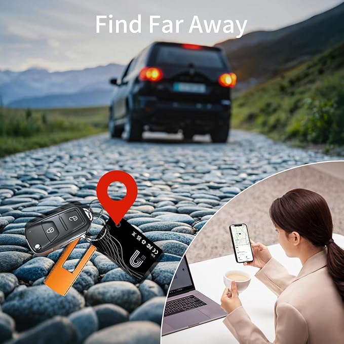 Wallet Tracker Card, Rechargeable Bluetooth Tracker with Apple Find My iOS Only Thin Wallet Finder GPS Tracker IP68 Waterproof Item Locator for Luggage, Keys, Bags, Passports and More