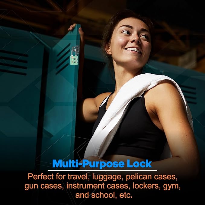 Forge Dual-Opening: Key or Combination Access Lock, TSA Approved Locks for Luggage, Pelican case, Travel, Gym, School, Stainless Steel Shackle. (Green, 4 Pk)