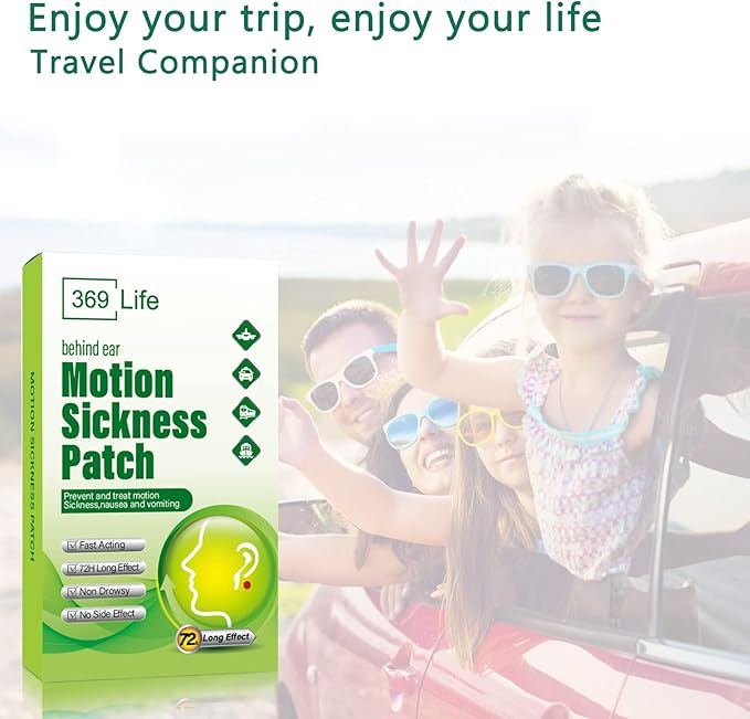 Motion Sickness Patches for Car and Boat Rides, Ships, Cruise and Airplane & Other Forms of Transport - Travel Essentials, for Adults and Kids (36 Count)