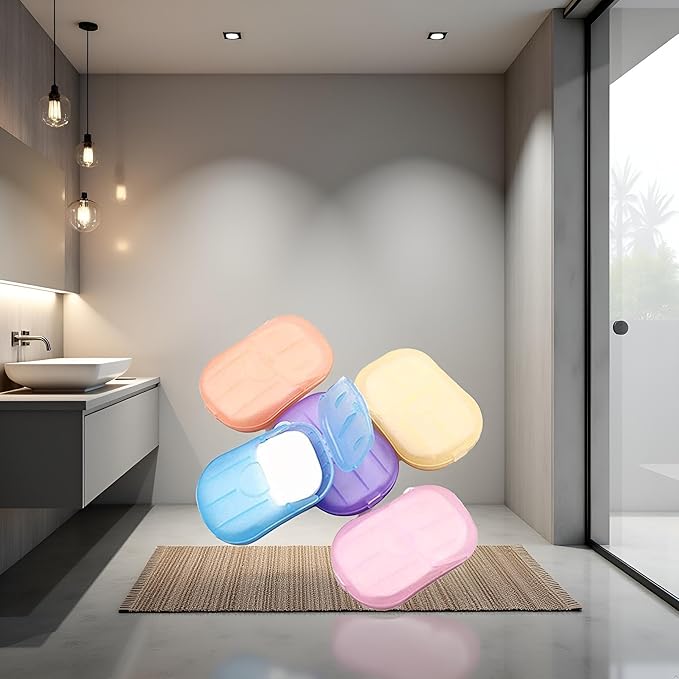 5 Boxes 500 Sheets Disposable Soap Paper Hand Cleaner Fragrance Mini Color Soap Paper for school Indoor, Outdoor, Travel, Camping Hiking Shampoo