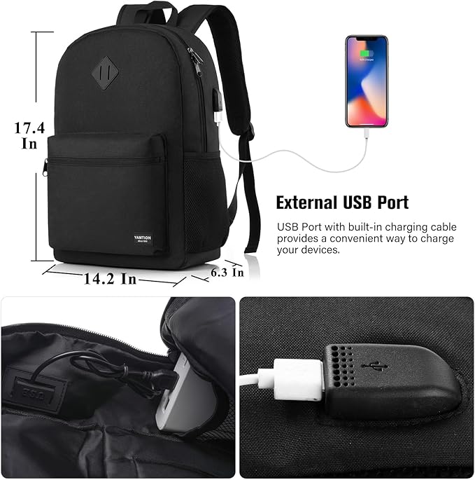 School Backpack 3PCS Sets for Teens Lightweight Bookbag with Lunch Bag Pencil Case for Middle School High School College
