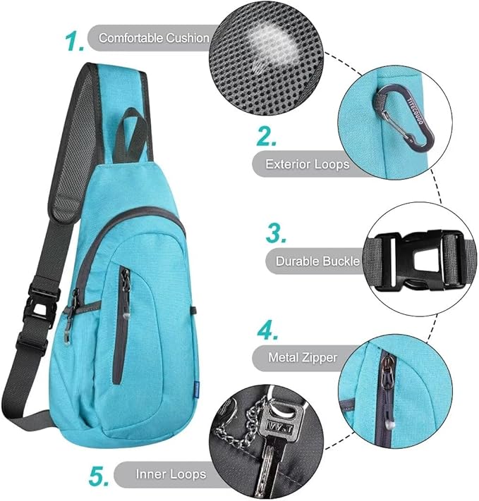 TITECOUGO Small Sling Bag, Lightweight Crossbody Backpack for Men Women, Shoulder Bag for Sports and Outdoor
