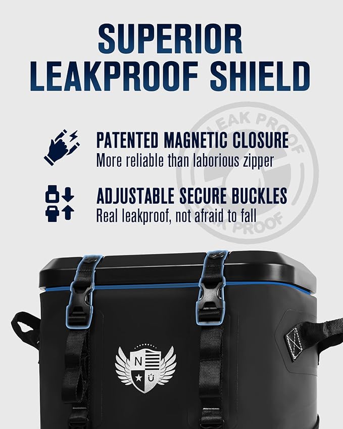 Magnetic Soft Cooler, Zipperless Soft Sided Cooler Bag for Men & Women, Insulated Backpack Coolers for Tailgating, Beach, Lunch, Picnic, Kayak