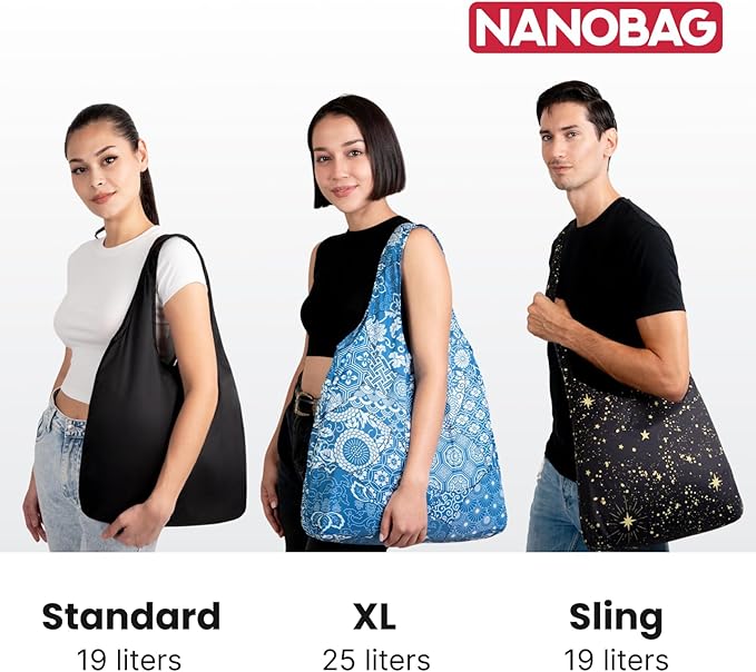 Nanobag Ultra-Lightweight Heavy Duty Foldable Tote for Women & Men, Reusable Grocery & Travel Bag, Packable Collapsible Compact Market Essential (XL Forest)