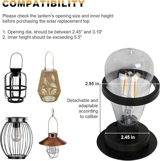 Replacement Solar Light Tops-Solar Light Bulbs for Outside-Outdoor Waterproof 1 Pack,One Thing, Three Uses, Multifunctional Size Conversion Or Personalized Hanging