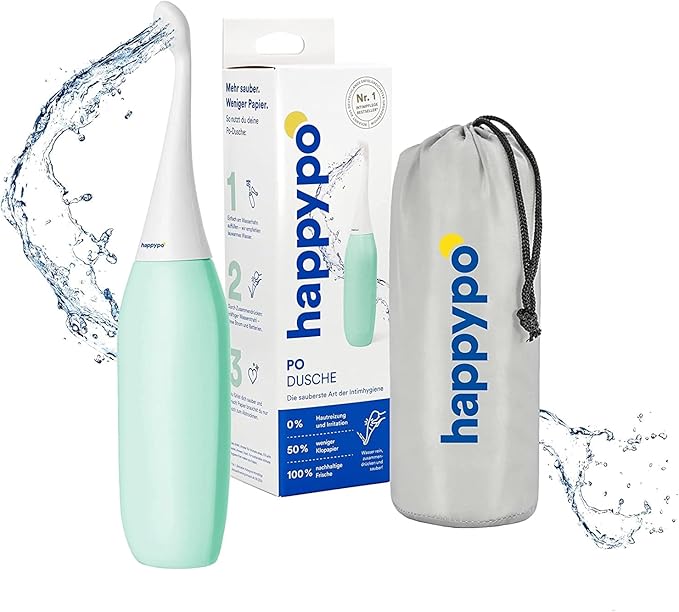 HappyPo The Original Portable Bidet - 300ml Peri Bottle for Moms, Women, and Anyone on The Go - Easy-Bidet 2.0 for Postpartum Care, Travel, Personal Hygiene - Poop Cleaning and Feminine Care (Mint)