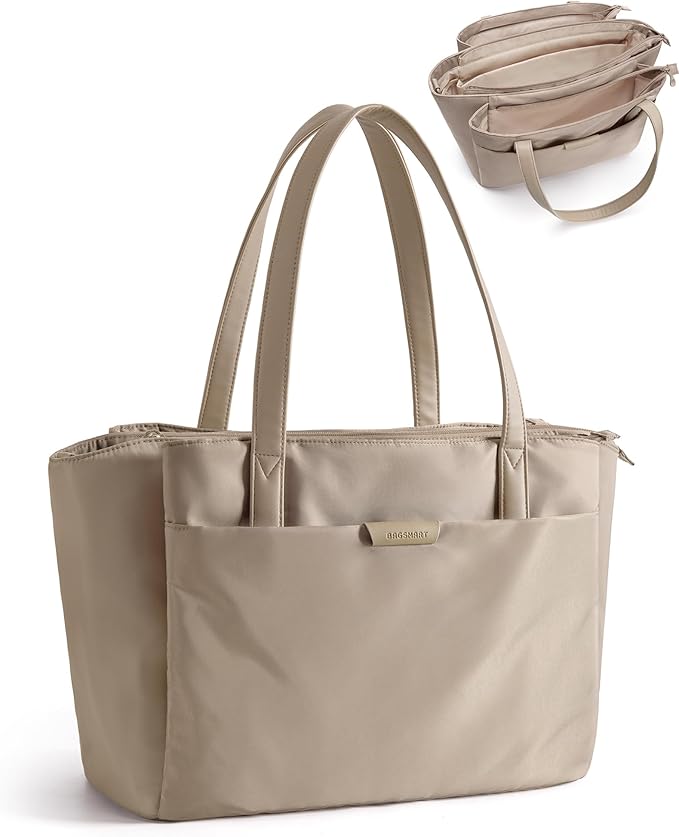 BAGSMART Tote Bag for Women with Compartments, Work Tote Bag with Zipper Women Purse Crossbody Shoulder Handbag with Strap