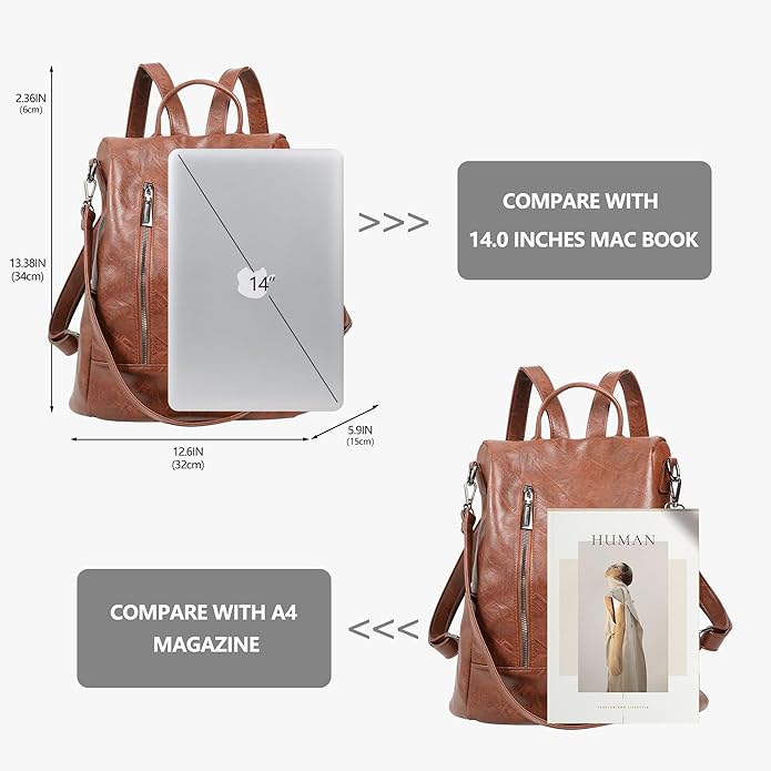 Women Backpack Purse PU Leather Anti-theft Casual Shoulder Bag Fashion Ladies Satchel Bags