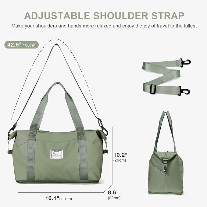 Travel Duffel Bag, Sports Tote Gym Bag, Shoulder Weekender Overnight Bag for Women