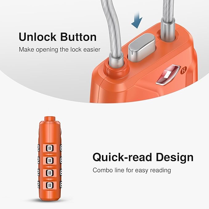 Puroma 2 Pack TSA Approved Luggage Locks, 4 Digit Combination Travel Locks Resettable Code Lock with Zinc Alloy Body for Suitcase, Toolbox, Backpack, Bag, Gym Locker (Orange)