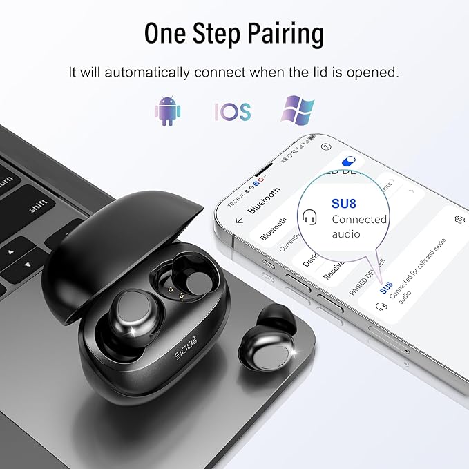 Sleep Earbuds Bluetooth 5.4 in Ear Light-Weight Headphones, Mini Sleep Headphones Small Design for Side Sleepers, 47H Playtime with Charging Case, Clear Calls Earphones, Black