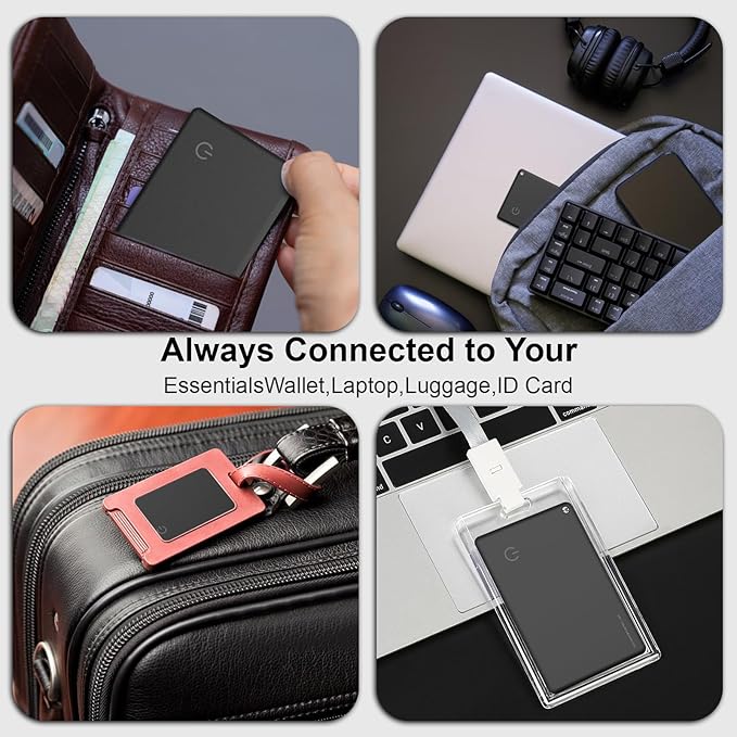 Wallet Tracker Card for Find My (iOS Only), Slim Wallet Finder, Smart Bluetooth Tracker Tag, Tracking Device Item Locator for Wallets Kids Keys Luggage Passport Backpacks Laptop and More